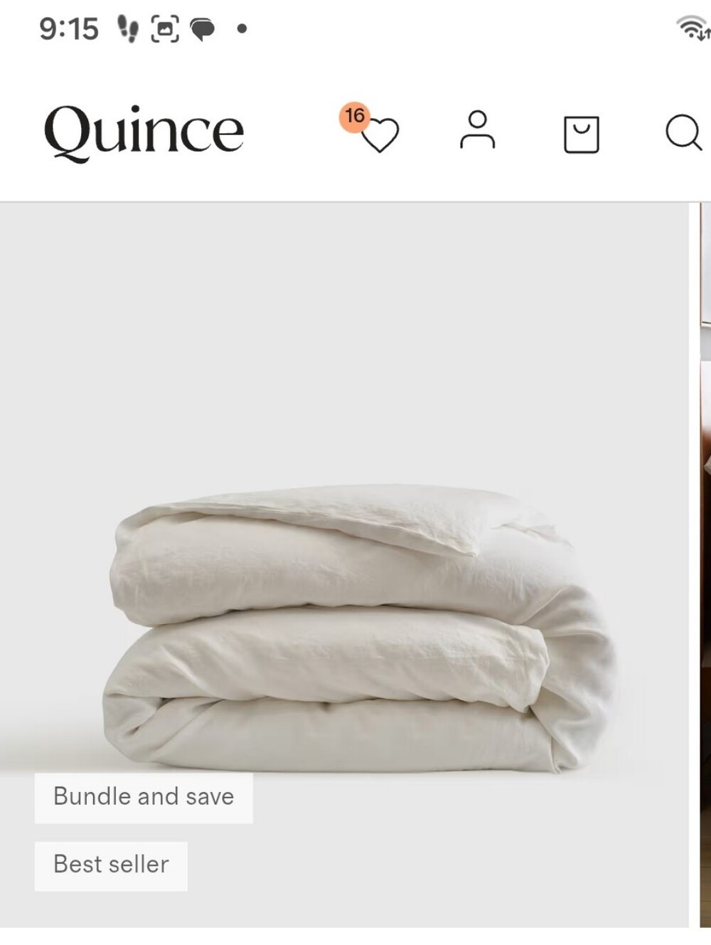 Quince European Linen White King California King Duvet Cover New